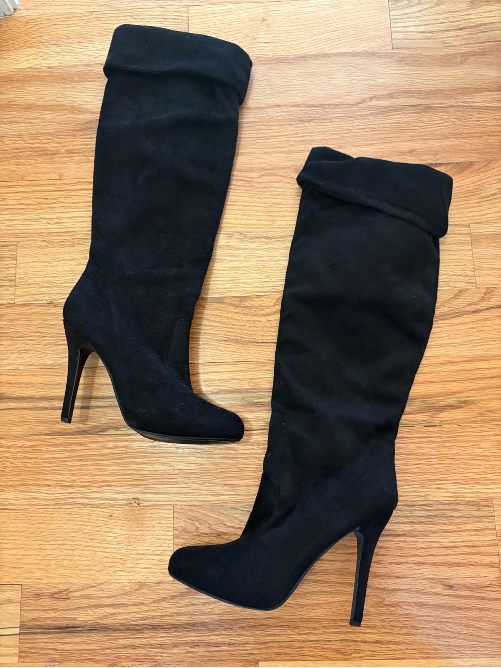 Black TRAFFIC knee high heel boots